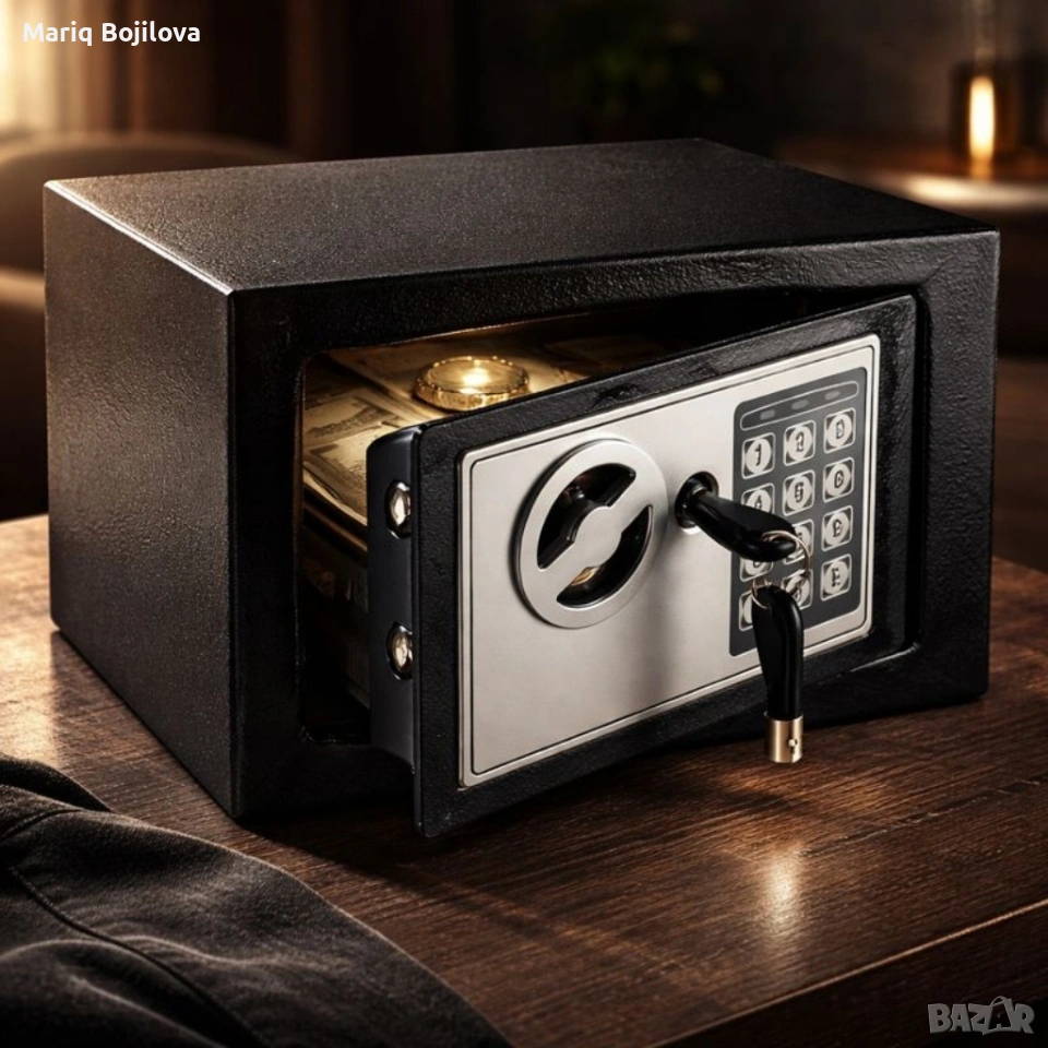 Електронен сейф с кодова клавиатура и резервен механичен ключ – 4.6L, снимка 1