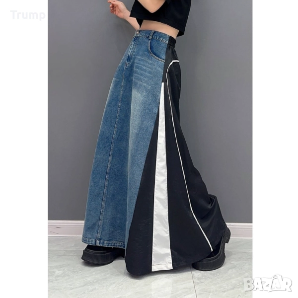 Пола, екстравагантна, комбинация деним с шушляк, снимка 1