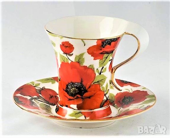   Елегантни чаши с чинийка за кафе или чай от фин порцелан , снимка 1