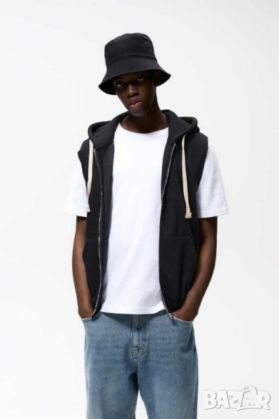 Мъжки суитшърт без ръкави с цип Zara, 97%  памук, 3% еластан, Черен, XL, снимка 1