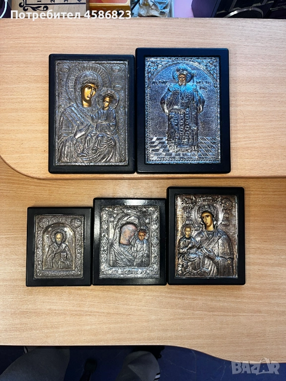 Комплект сребърни икони – 5 броя, снимка 1