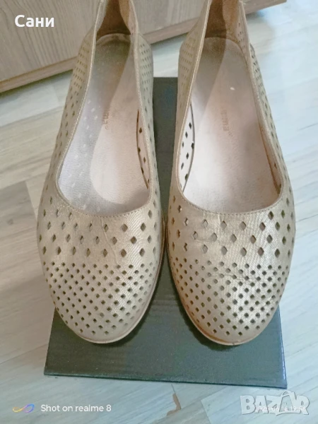Златисти обувки от естествена кожа , снимка 1