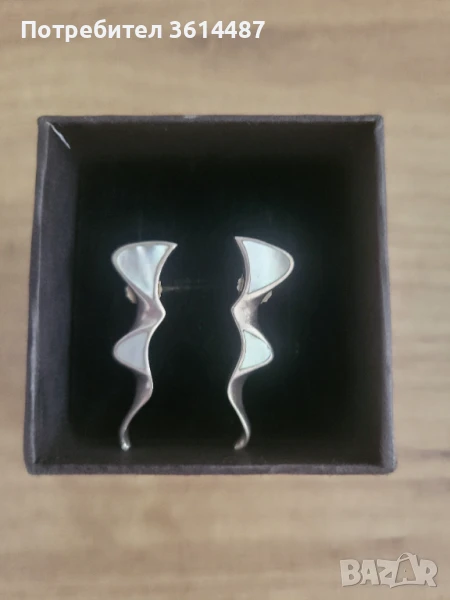 Сребърни обеци със седеф, снимка 1