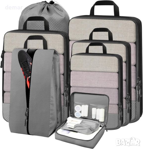 Vmglgig органайзери за опаковане на багаж, 7 броя, сиво, снимка 1