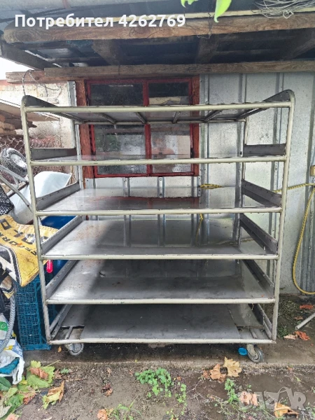 Подвижен рафт на 6 нива със колелца, 100% функционален от неръждавейка., снимка 1