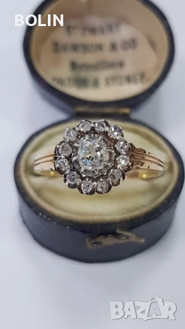 Викториански златен пръстен с диаманти 