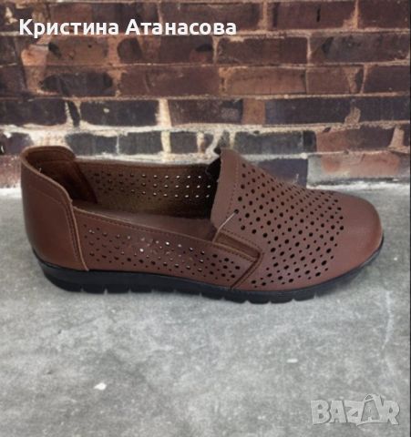 Дамски ежедневни кожени обувки с дупки без връзки, снимка 2 - Маратонки - 45954911