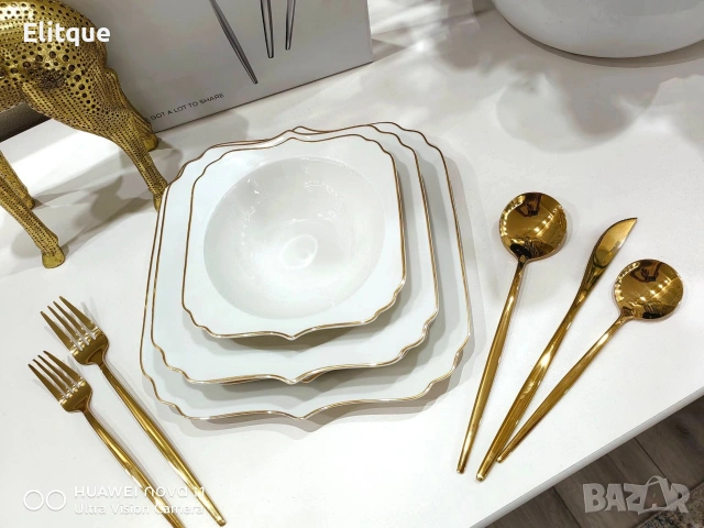 ✨ Комплект прибори за хранене – 24 части, златист цвят с магнитна кутия, снимка 3 - Други - 53587646