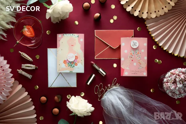 Поздравителна картичка за шаферки със значка "Team Bride", снимка 5 - Покани - 49677076