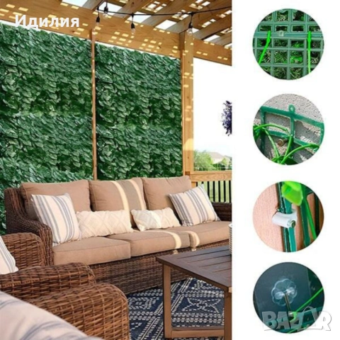 Ограда от зелени листа - панел за уединение с реалистичен вид 3 x 0,5 м, снимка 6 - Декорация за дома - 53501475