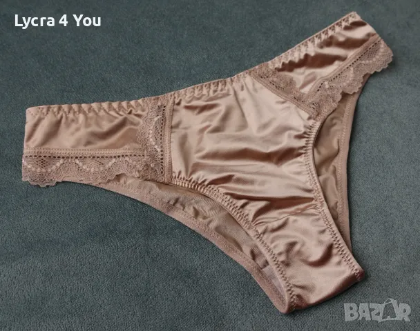 S нови лъскави сатенирани бикини в телесен цвят, снимка 3 - Бельо - 50305962