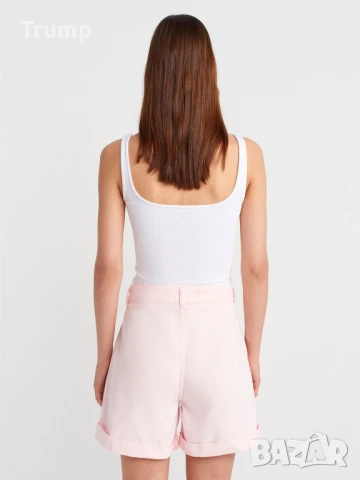 Високо качество,Дънкови шорти с двойно плисиране и обърнати крачоли - розови, снимка 3 - Панталони - 50816334