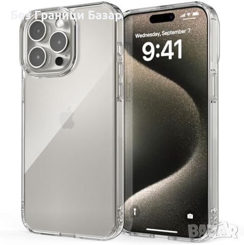 Нов Защитен Кейс гръб за телефон iPhone 15 Pro Max, Премиум Материали, Прозрачен за Айфон, снимка 1 - Калъфи, кейсове - 45465666
