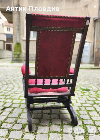 Антикварен салонен люлеещ стол (Victorian/Eastlake тип), снимка 4 - Столове - 53655380