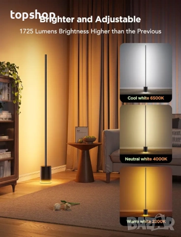 Чисто нова подова лампа Govee 2, RGBIC, топло-студено бяло LED, съвместима със SmartThings, Matter.., снимка 6 - Настолни лампи - 53166358