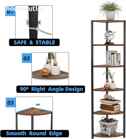 Ъглова етажерка на 6 нива 10CZWKSF05-34TW, снимка 5 - Етажерки - 46347853