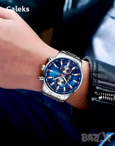 Мъжки, Спортно/Елегантен син хронограф Curren “4•Stills”!