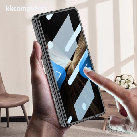 GKK Калъф за Honor Magic V5 5G Ultra Clear Magnetic Hinge с Протектор от Закалено Стъкло – Черен, Зл, снимка 2 - Калъфи, кейсове - 53981762