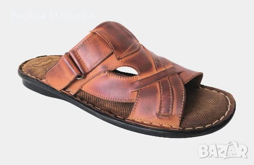 Габровски от ЕСТЕСТВЕНА кожа мъжки чехли / сандали (код 109) - 44лв, снимка 2 - Мъжки чехли - 50878880
