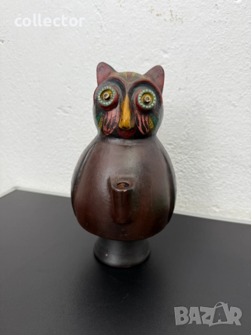 Мексиканска теракота с изображение на сова. №7421, снимка 2 - Антикварни и старинни предмети - 51920079