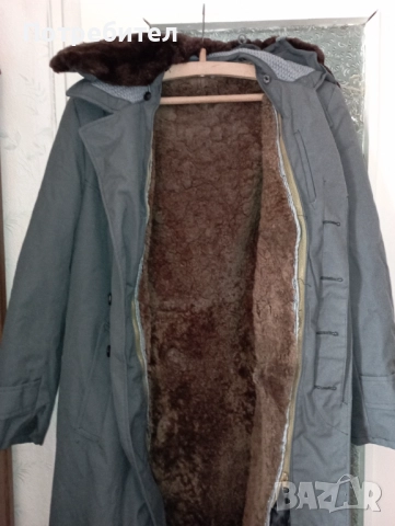 Мъжка шуба с подплата от агнешка кожа -  военна /габина/, снимка 3 - Палта - 52441324