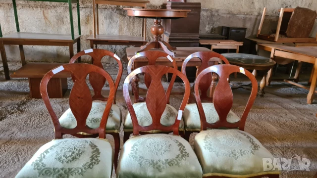 Ретро столове с плюшена дамаска внос от Европа, снимка 3 - Столове - 50699638