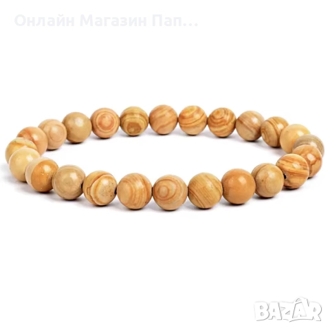 Гривна от Камък Дървесни Вени – естествени мъниста 8мм, 19см