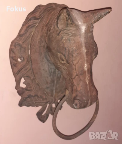 Уникална находка Старо чугунено чукало за врата конска глава, снимка 5 - Антикварни и старинни предмети - 51368661