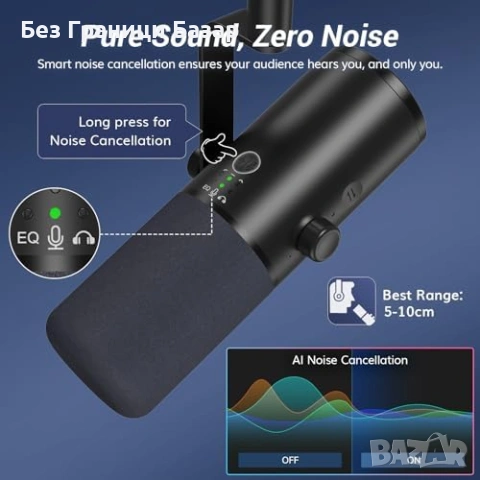 Нов Динамичен микрофон TONOR XLR USB за стрийминг подкаст с AI шумопотискане, снимка 6 - Микрофони - 54044998