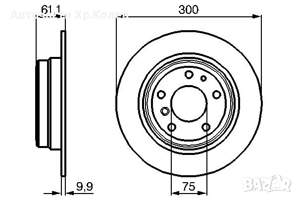 Диск спирачен заден дeсен/ляв за BMW 5(E34) 1.8-3.6 06.87-07.96г.№ B2241P, снимка 3 - Части - 50562167