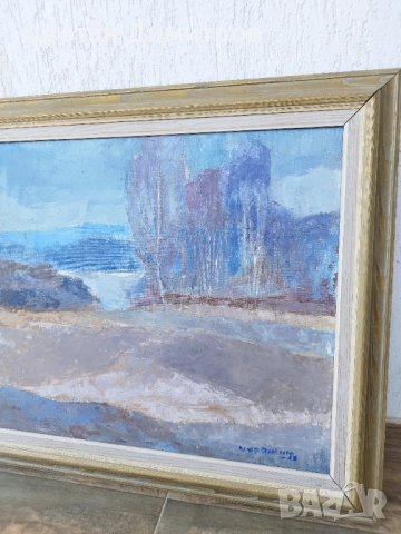 Антикварна картина, масло върху платно, подписана , снимка 7 - Картини - 51471614