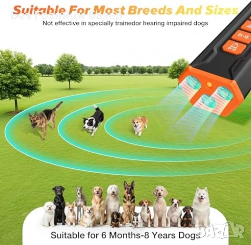 Ново Ултразвуково устройство против лаене за кучета, 4 режима, 7 метра, снимка 8 - За кучета - 53649073