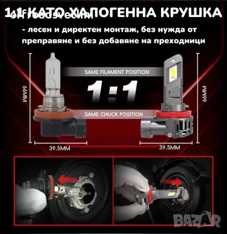 2024 Модел 200W LED Диодни крушки H11 12V 300% Директен Монтаж, снимка 4 - Аксесоари и консумативи - 47862316