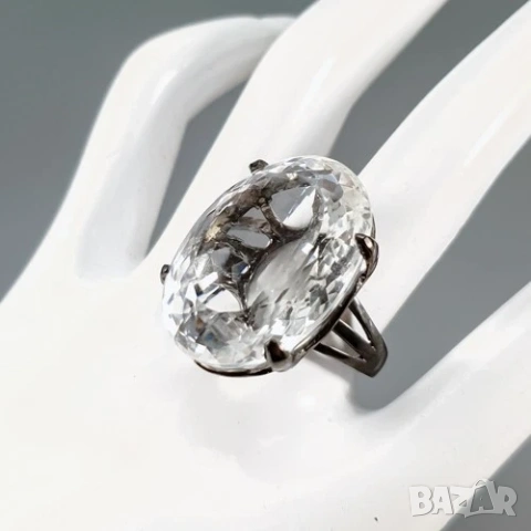 925 сребърен пръстен с родиево покритие и планински кристал 70 карата, снимка 2 - Пръстени - 54053761