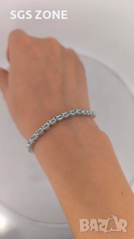 сребърна гривна с естествени топази, овална шлифовка, снимка 6 - Гривни - 52520218