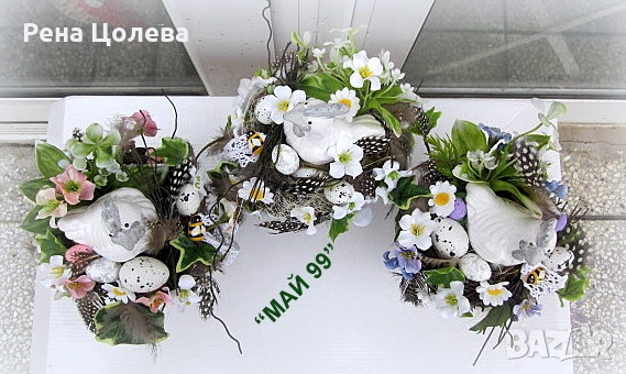 Великденска украса с бяла кокошка, снимка 2 - Декорация за дома - 53721679