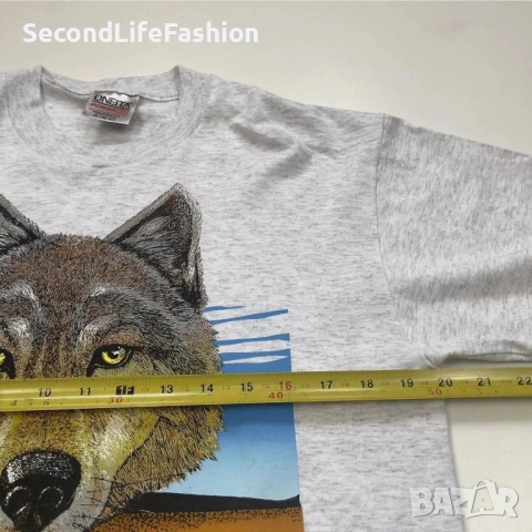 Тениска Oneita от 90-те, винтидж, рядка сив вълк Сиатъл размер M., снимка 7 - Тениски - 53119952