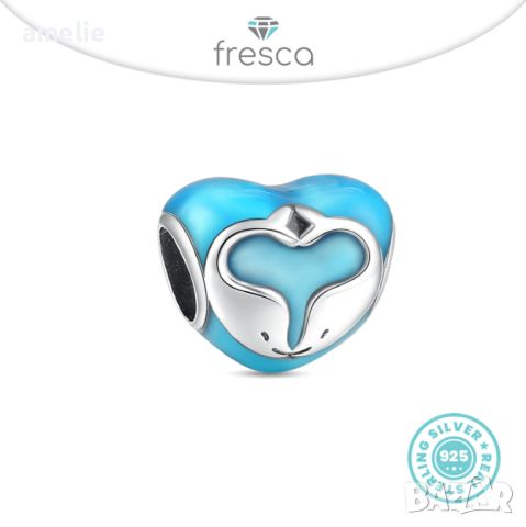 -30%! Талисман Fresca по модел тип Pandora сребро 925 Dolphins in Love. Колекция Amélie, снимка 1 - Гривни - 39557240