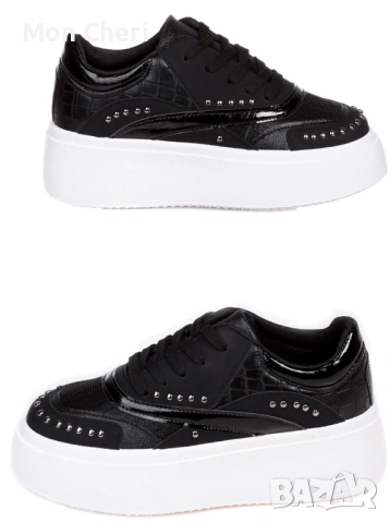 Черни Спортни Обувки С Лачени Елементи, снимка 3 - Кецове - 53408366