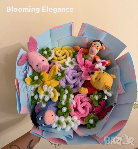 Ръчно изработен приказен букет от плюшена тел, снимка 3 - Декорация за дома - 53402169