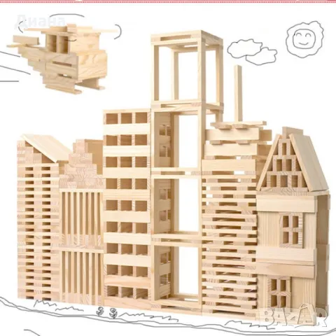 Конструктор от дървени блокчета за момичета и момчета от 300 части, снимка 1 - Конструктори - 48055014