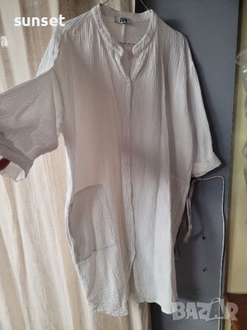 Бяла памучна риза,тип рокля- 40 размер, снимка 2 - Ризи - 46429070