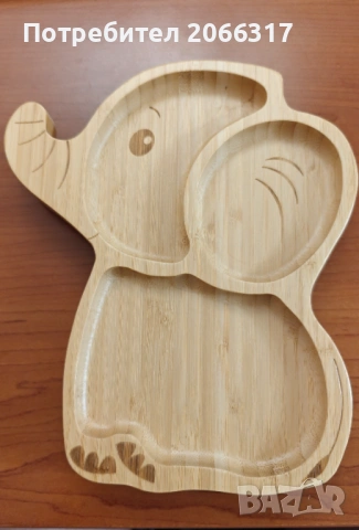 Детски комплект за хранене Oaki, Бамбукова купа, Чиния с форма на слонче, Лъжица, Розов, снимка 4 - Други - 53395708