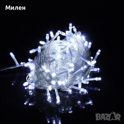 Коледна украса - LED светеща завеса, 300x60 см. Цветове - жълт и многоцветен Дебел кабел, снимка 4 - Лед осветление - 52337651