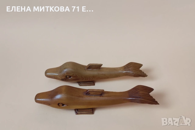 Двойка делфини от дърво ръчна работа, снимка 2 - Антикварни и старинни предмети - 53788426