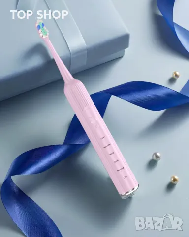 Звукова електрическа четка за зъби, 4 резервни глави, 3 нива и 5 режима, розова, снимка 9 - Тримери - 49629205