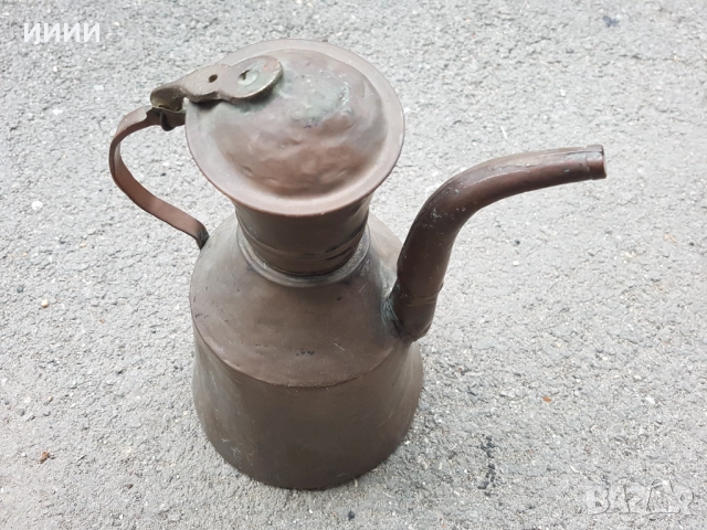 Бакърен ибрик чайник , снимка 2 - Антикварни и старинни предмети - 52886499