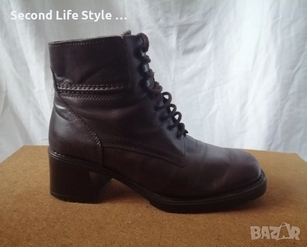 Robin Rose №39 италиански дамски боти естествена кожа в кафяв цвят - със среден ток и квадратен връх