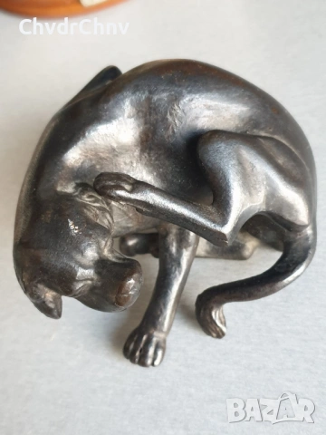 малка чугунена статуетка 8см-1кг/стара метална желязна фигура на куче, снимка 2 - Статуетки - 53691731