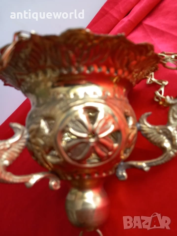 Църковно Месингово КАНДИЛО с Позлата, Двуглав Орел, снимка 2 - Антикварни и старинни предмети - 54223077